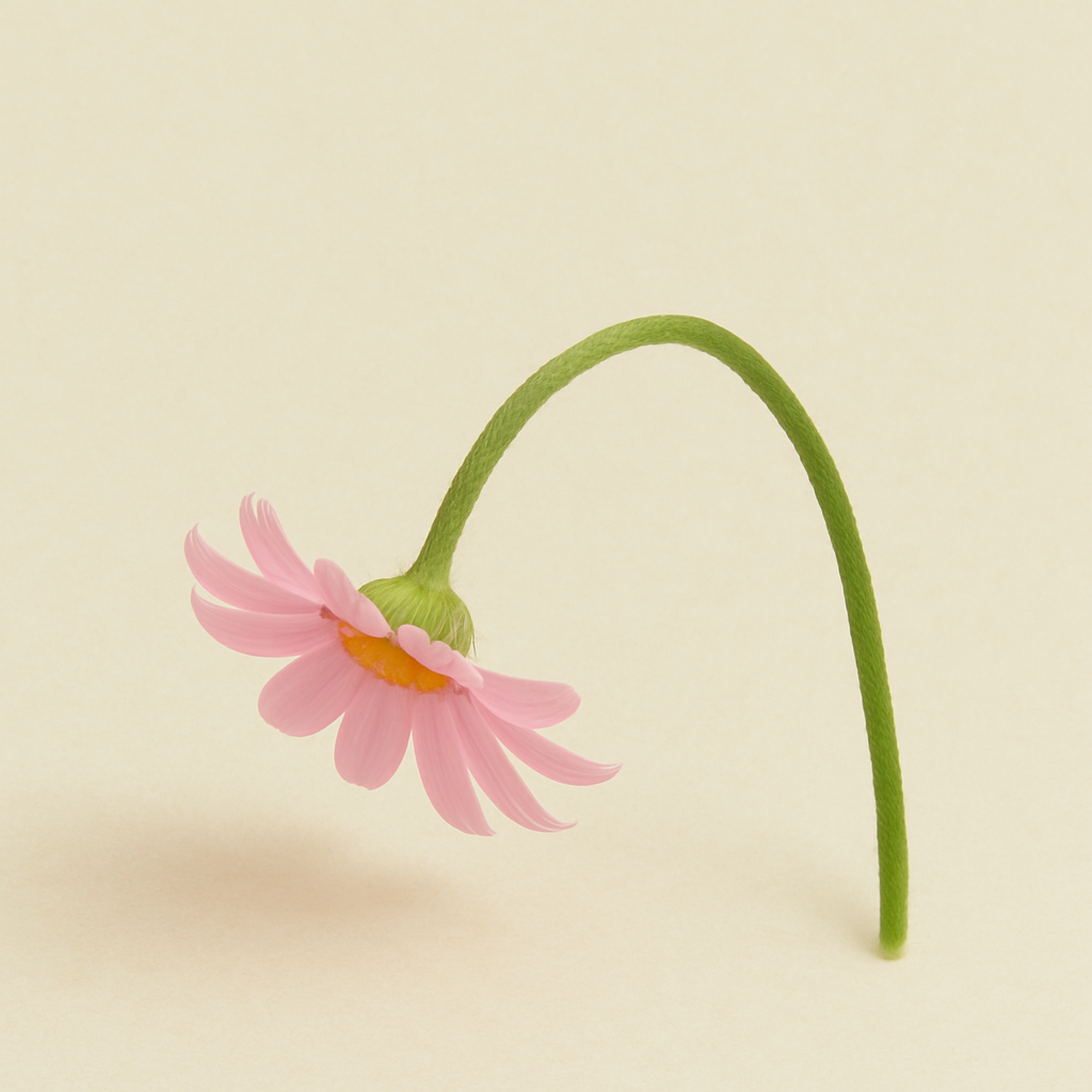 Drooping flower symbolizing erection loss with a gentle, non-shaming tone.