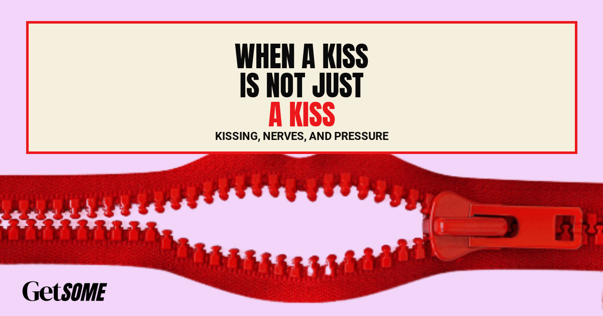 Graphic lips and zipper illustration with text reading When A Kiss Is Not Just A Kiss.